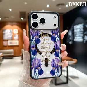 Purple irises bible verses Psalm 46:1 Pattern Magnetic MagSafe Phone Case for iPhone 17 Air/16 Pro Max 15 Pro 14 13 12 11 Plus Lightweight Shockproof Slim Protective Cover Supports Wireless Charging Case Casing