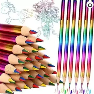12 Packs Rainbow Colored Pencils with 4 Colors in 1 Cores 3.3mm - Multi-Colored Magic Drawing Pencils Assorted Color Shading Pencils for Art Sketching Coloring Books, Novelty School Supplies Crafts Gifts for Beginners Adults Artists