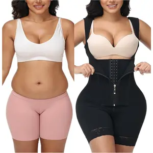 Women's Full Body Shaper with BBL Effect - High Compression Tummy Control Girdle, Zipper & Hooks Shapewear