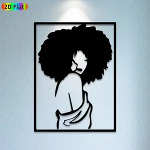 1pc Afro Woman Silhouette Metal Wall Art, Wall Art Decoration, Afro Woman Statue Mural, Ideal Gift for New Year, Valentine's Day, Afrocentric Decor Enthusiasts, Weather-Resistant Metal Wall Decor Wall Sculptures