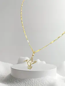 Cadena Singapur 20” y dije de colibrí oro 14k