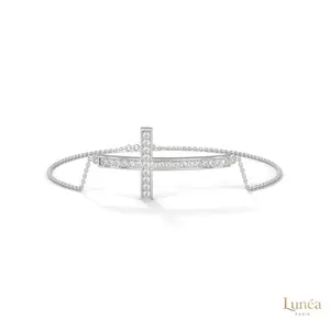0.40 CT Cross Lab Diamond Bracelet Everyday Luxe | Lab Grown | 14K Gold & Platinum