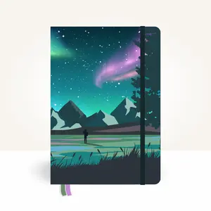 Aurora Cover - A5 Planner Cover with Pockets - northern lights, aurora borealis, celestial, aesthetic
