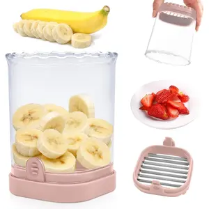 Portable Pink Fruit Slicer Cup Speed Cutter for Strawberry Banana Grape Egg Kitchen Slicing Tool