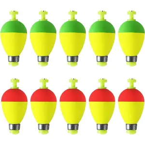 10 Packs Weighted Foam Snap-on Fishing Bobbers Floats, Ball Oval Fishing Corks for Bluegill Crappie Panfish Bass Trout Fishing