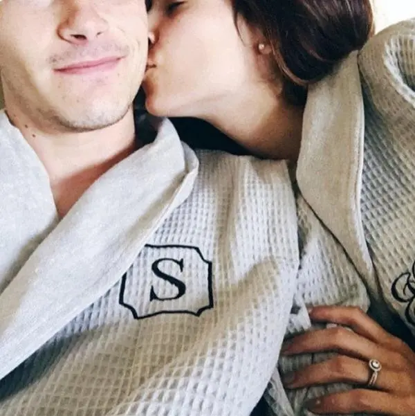 2nd Anniversary Cotton Gift for Couples, Personalized 100% Cotton Waffle/Terry Spa Robe | Made in Turkey, Custom, Embroidered, Wedding Robe Summer Winter