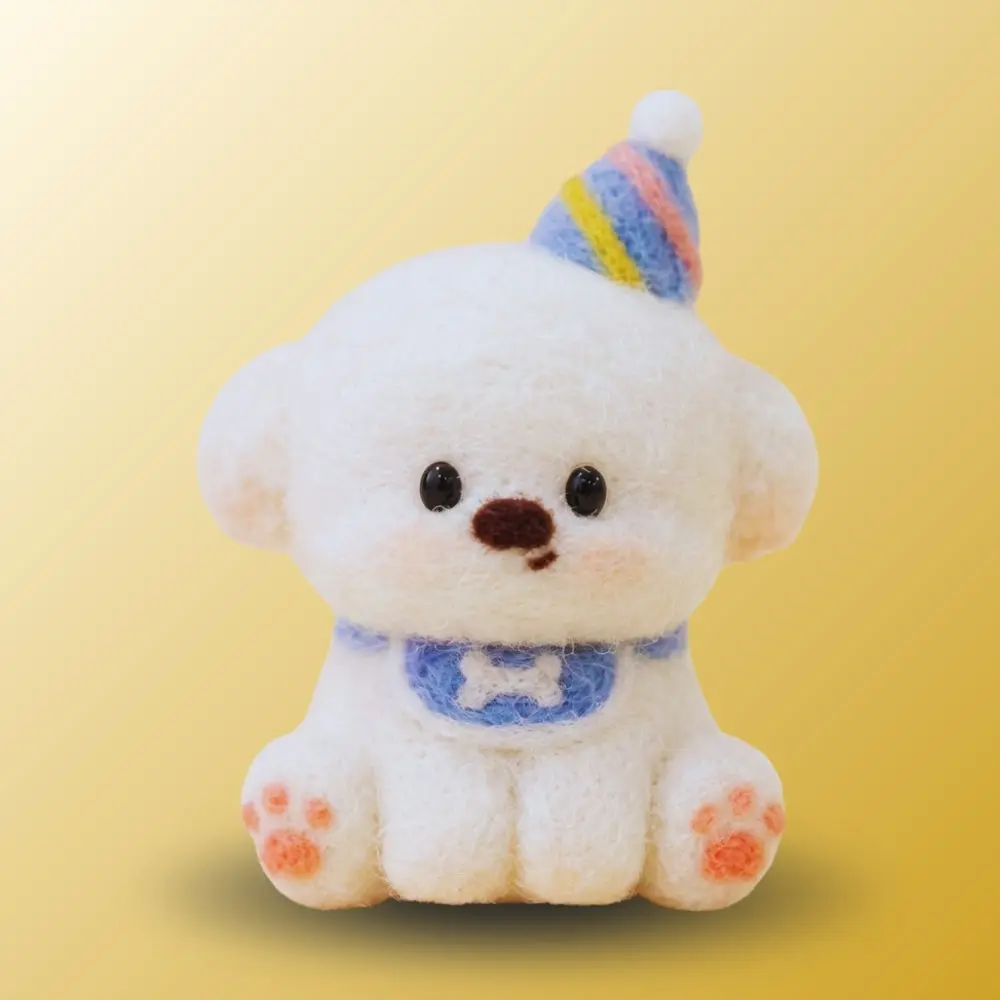 Birthday Bichon – Beginner-Friendly Wool Felting Kit with Needles, Foam Pad & Tutorial