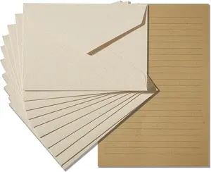 Stationery Writing Paper and Envelopes Set with Jute Rope 4 X 6 for Writing Letter, (20 Best Paper with 10 Heavyweight envelopes),by Gift Office Products