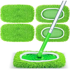 Household daily necessities Reusable Mop Pads Fit Swiffer Sweeper, 4-Pack Microfiber Mop Replacement Pads, Washable Wet Mopping Cloths & Dry Sweeping Chenille Pads Refill for Floor Cleaning