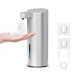 304 Stainless Steel Automatic Foaming Soap Dispenser, 380ML Large Visible Liquid Tank, IPX5 Waterproof, Type-C Rechargeable Last 90 Days, Wall Mount & Countertop Dual Use, Works for Foam Soap / Diluted Liquid Soap for Bathroom, Kitchen, Hotel, Hospital
