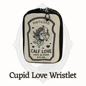 Cupid Love Wristlet Canvas Pouch Vintage Style Zipper Wristlet