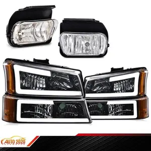 LED DRL Headlights Lamps & Fog Lights Fits 2003-2007 Chevy Silverado / Avalanche