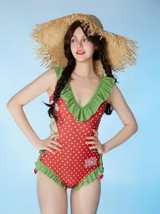 Officially Licensed Strawberry Shortcake × Micotaku Strawberry Print One Piece Swimsuit