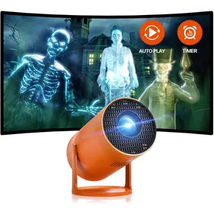 Halloween Projector (2025 Upgraded) for Haunted Windows, Auto-Start, Holographic Projections, Short Throw,  1080P, Portable Projector with 8 Pre- Hologram Movies, Built-in Speaker