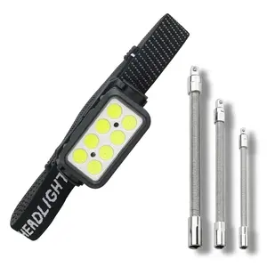 COB LED Headlamp USB Rechargeable &Universal Electric Wrench Socket,for Car Re
