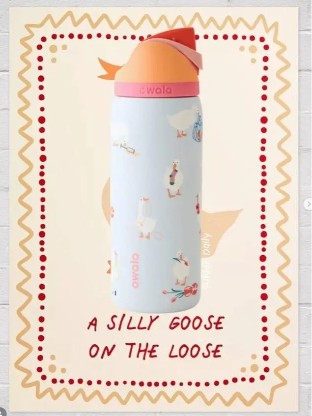 New In Box Owala Silly Goose Freesip 32oz Limited Edition Water Bottle , Perfect for Running Gym Office and School