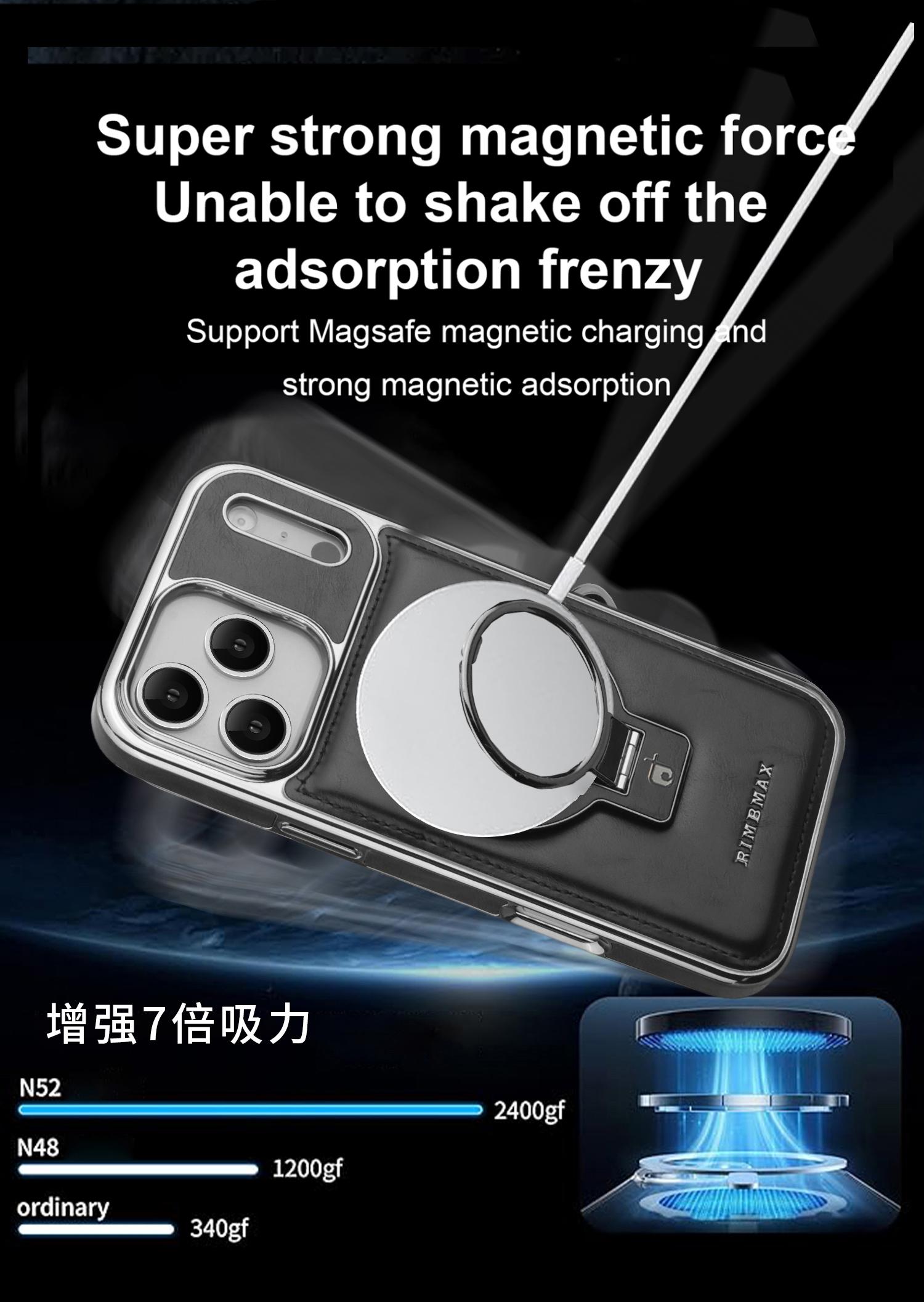 For iPhone 17ProMax Rotating Magnetic Stand Phone Case, High-end Plain Leather Texture iPhone16/iphone15Plus Light Luxury Business, Full Shockproof iphone14/iphone13/iphone12Pro Advanced Sense Protective Case for Men and Women