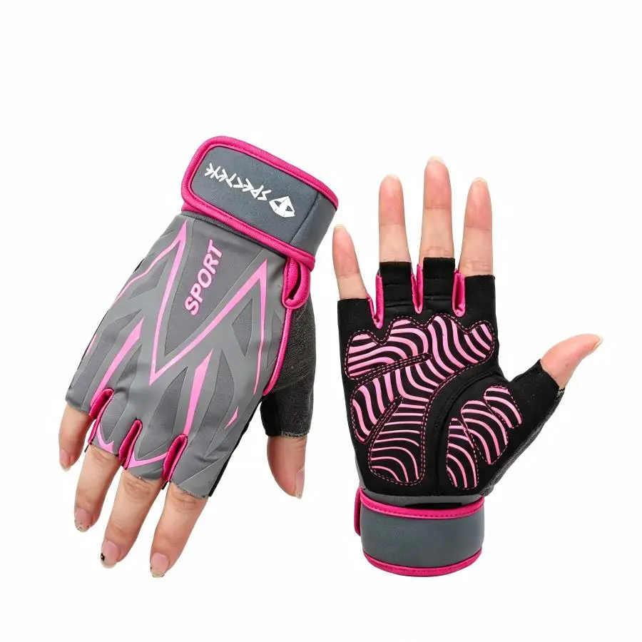 Unisex Half Finger Sport Gloves Workout Gloves for Women - Breathable Weight Lifting Gloves with Non-Slip Silicone Padding, Fingerless Gym Gloves for Cycling, Rowing, Pull Ups & Training