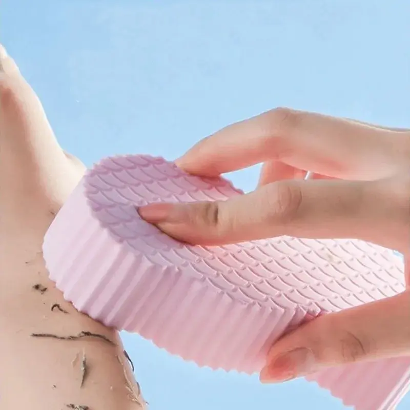 Super Soft Exfoliating Bath Sponge, Exfoliating Tool 3D Fish Scale Texture Design Gentle Painless Exfoliation for Women Body Scrub Sponge Shower Sponge Bathing Accessory Non Irritating for Baby Skin Bathroom Supplies Exfoliating Shower Scrubber