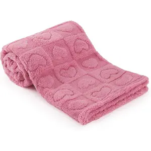 Plush Soft with Heart Checkered  Blanket,Fleece   Blankets for Girls Boys,Warm Lightweight Breathable  Receiving Blankets for   30"x39" (deep Pink, Heart)