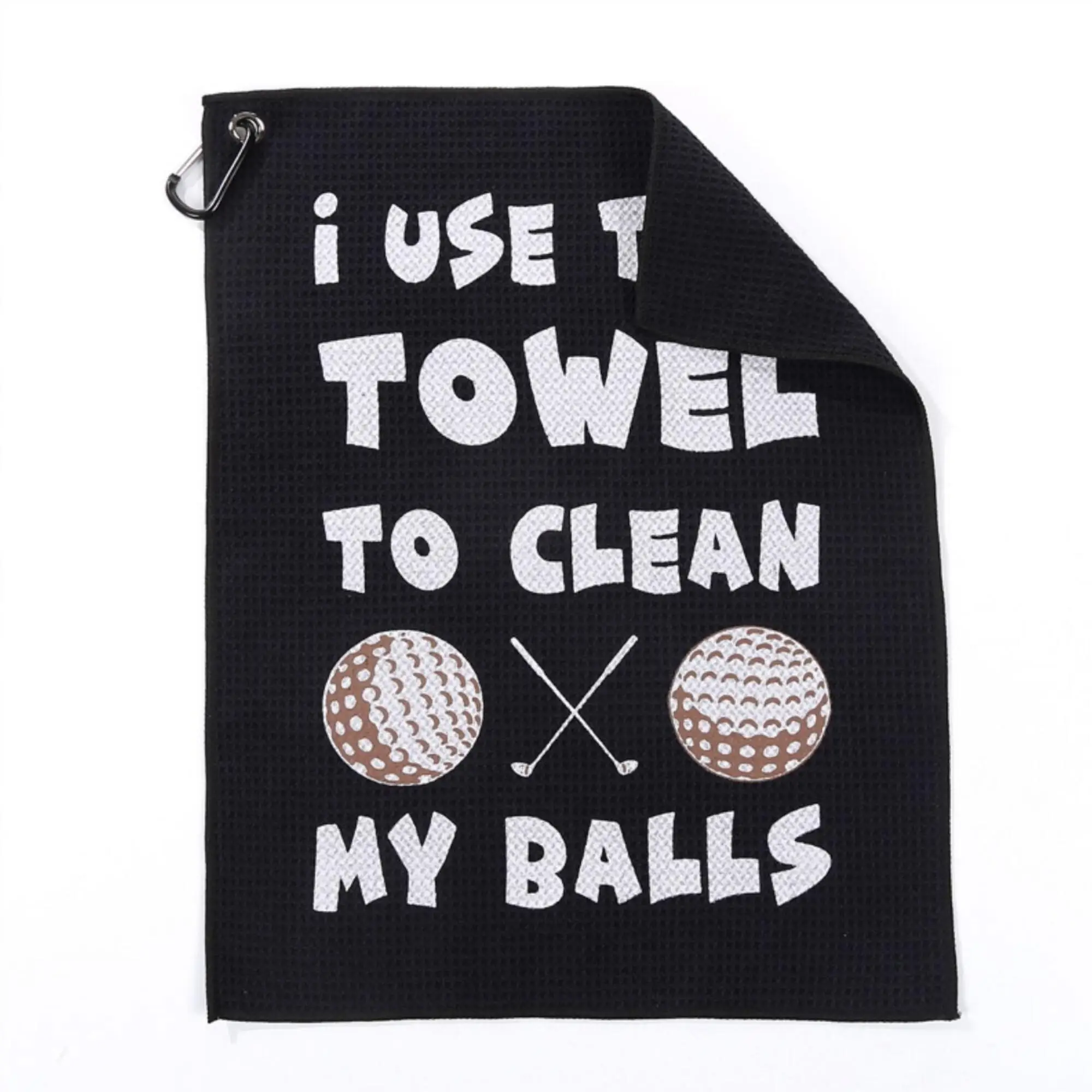 Golf Towel with Hook, 1 Count Tennis Ball & Letter Pattern Golf Towel, Portable Microfiber Golf Towel, Ball Sports Equipment for Men & Women, Valentin
