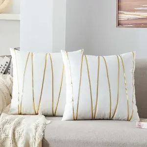 Soft Throw Pillow Covers - Pack of 2  Decorative Cushion Covers Cases for Sofa Bedroom Livingroom , 18" x 18", White and