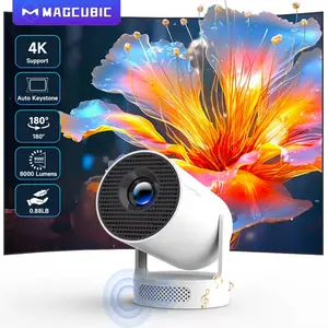 New Portable Projector with WiFi 6 and Wireless 5.0, 4K Smart Projector, Adjustable Screen, 180° Rotation, Built-in Android 11.0 OS, Perfect for Home Theater and Outdoor Use