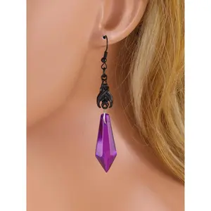 Goth Bat Crystal Earrings Vampire Accessories for Women Halloween Earring Gothic Jewelry Dangle Earrings Witch Victorian Vintage Dress Costume