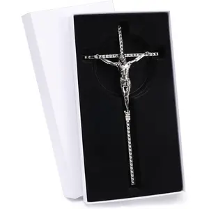 Crucifix Wall , Catholic  Metal Wall Crucifix with Custom Engraving Design for  Decor - 10 Inch