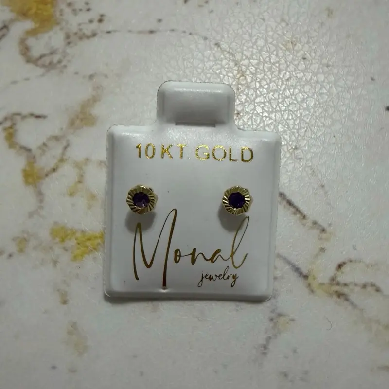 10K Gold Round Bezel Stud Earrings | Broqueles de Bisel en Oro de 10K