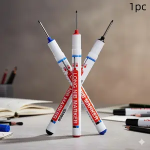 Industrial Waterproof Marker Pen, Long Head Deep Hole Design, Suitable for Metal Wood Glass Ceramic, Fade-Resistant Oil-Proof Cement Marking Tool