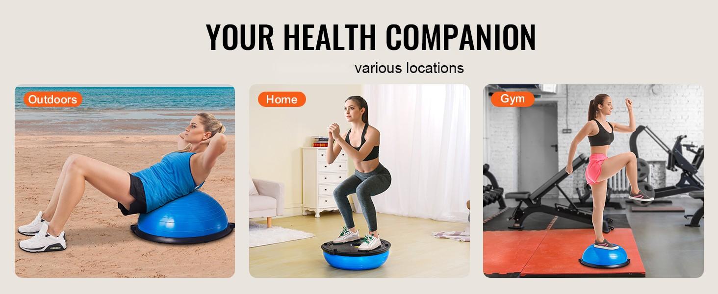 Half Exercise Ball Trainer, 23-Inch Balance Ball, 660-Pound Capacity Stability Gym Ball, Yoga Ball With Resistance Bands And Foot Pump, Full Body Workout And Strength Training Ball For Home Gym, Blue Half Exercise Ball Trainer, 23-Inch Balance Ball, 660-Pound Capacity Stability Gym Ball, Yoga Ball With Resistance Bands And Foot Pump, Full Body Workout And Strength Training Ball For Home Gym, Blue