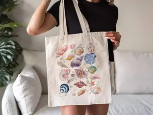 Seashell Tote Bag, Coastal Tote Bag, coastal aesthetic, seashell pearl tote bag, summer tote bag, beach tote, coastal daughter aesthetic