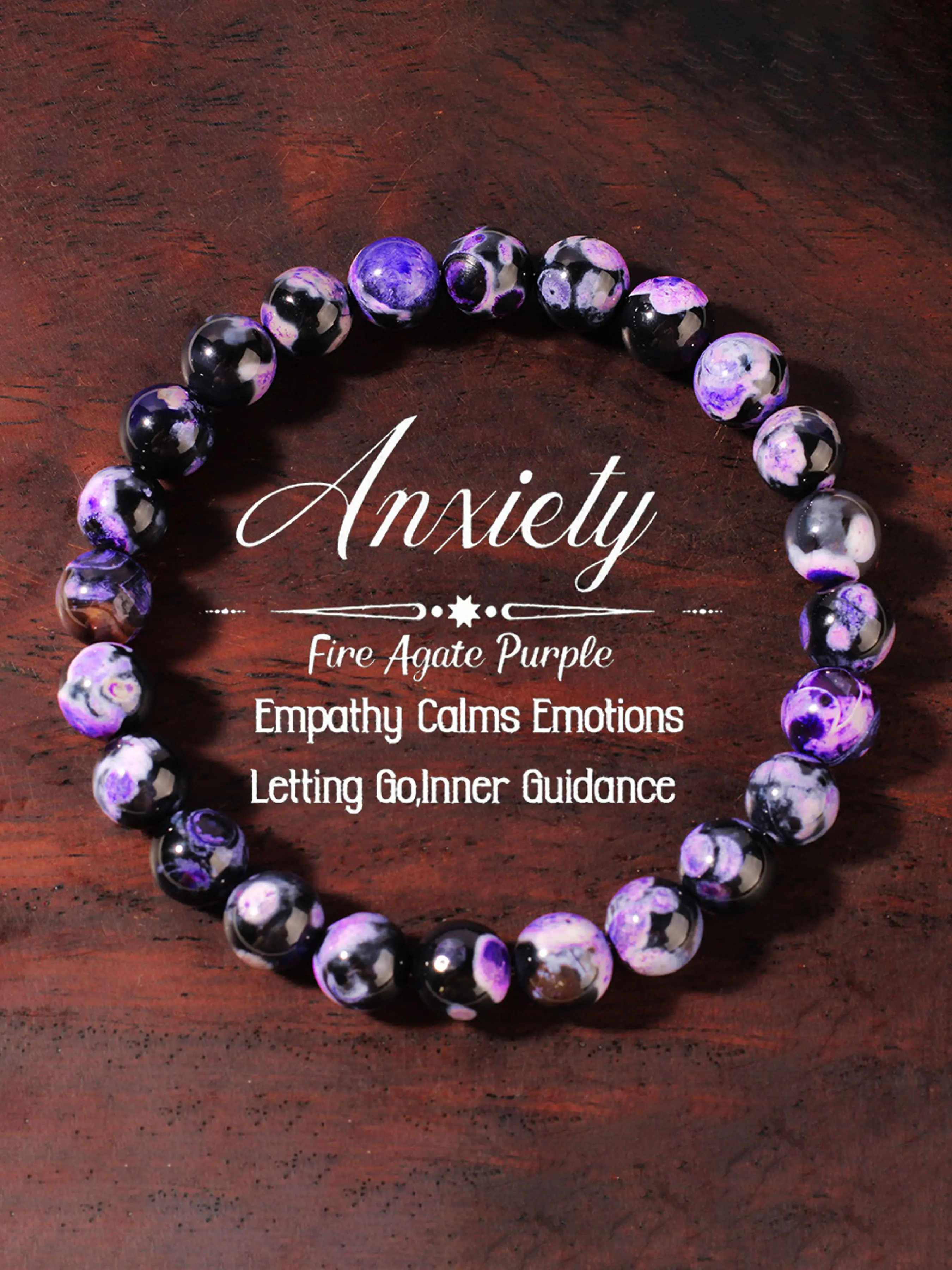 Handmade Fire Agate Beaded Bracelet, Anti-Anxiety Protection Jewelry for Men & Women, Fashion Accessory for Daily Wear, Bead Bracelets, Gemstone Bracelet, Energy Bracelet, Crystals Bracelets, Beautiful Bracelets