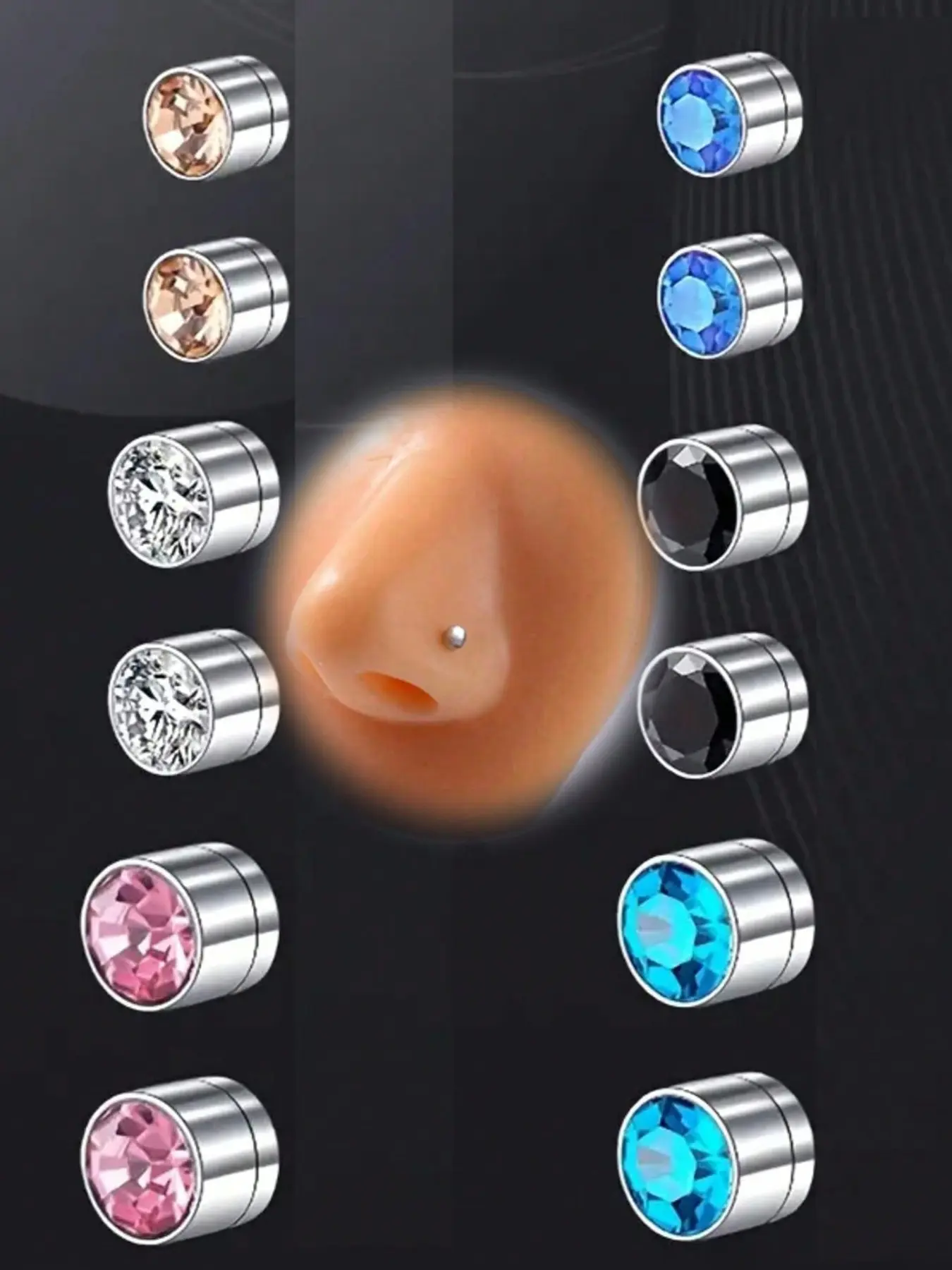 12Pcs Fake Nose Stud Fake Nose Ring Stud Fake Nose Piercing Fake Lip Ring Fake Earrings Stud Silver Gold Fake Cartilage Helix Earring Clip On Earring Hoop Fake Eyebrow Ring Fake Bridge Piercing Nose Piercing Jewelry Nose Rings Set, Non Piercing Jewelry
