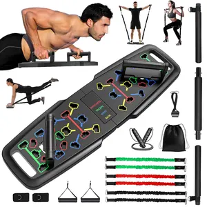 KUYOU Total Home Gym Set with Foldable Pushup Board 3-Section Pilates Bar 6 Upgraded Latex Resistance Bands & Ankle Straps for Full Body Workout