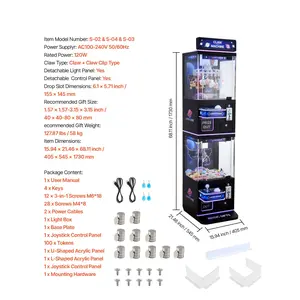 VEVOR Claw Crane Machine, Medium-Sized Arcade Game Machine with Claw+ Grabber Double-Layer, Light Sound, Toy Candy Grabber Prize Dispenser Vending Toy, for Commercial Home Cinema, Black Purple