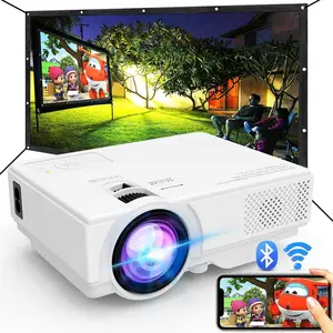 Projector with WiFi and , Upgrade Outdoor Projector, Mini Movie Projector Supports 1080P Synchronize Smartphone Screen by WiFi/USB  for  Entertainment (WiFi)