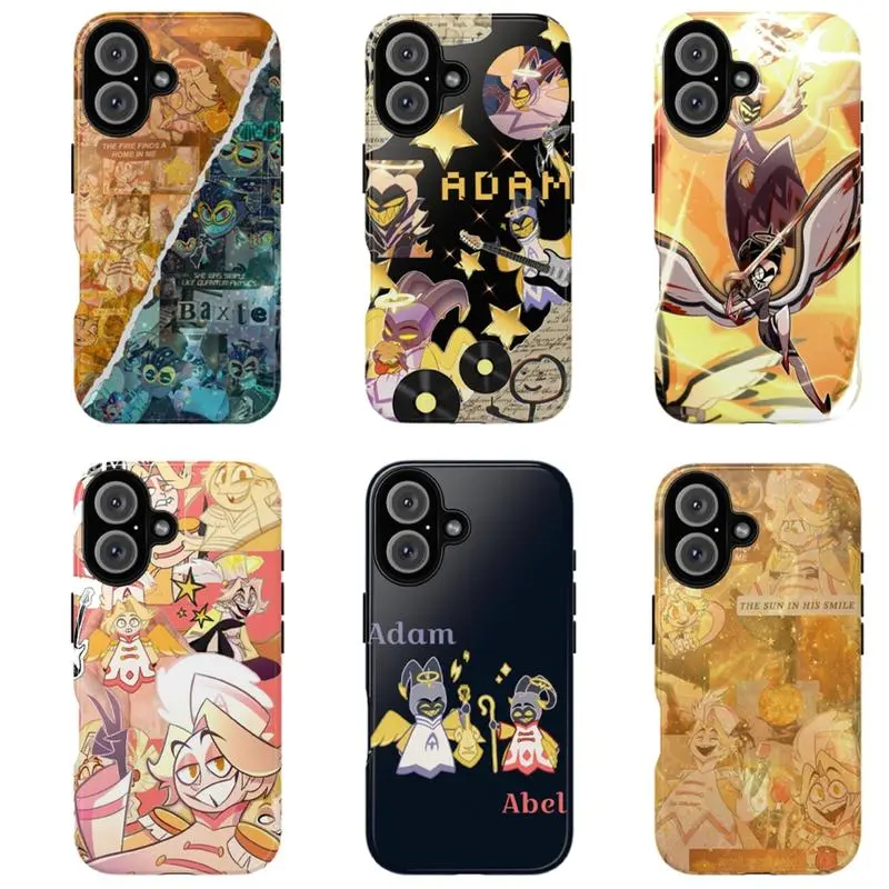 Hazbin Hotel Adam and Abel Custom Glossy Polycarbonate Smartphone Case - Heavy-Duty Shockproof Rubber Accessory with Protection & Resistance, Unique Fan Gift for iPhone 11-17 Pro Max Plus