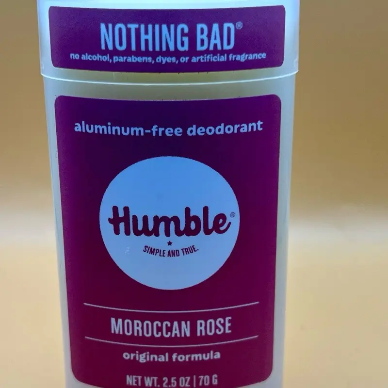 Humble Moroccan Rose Deodorant - Aluminum-Free, No Alcohol, Parabens, Dyes, or Artificial Fragrance, Original Formula, 2.5 oz