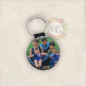 Faux Leather Glitter back Photo Keychain