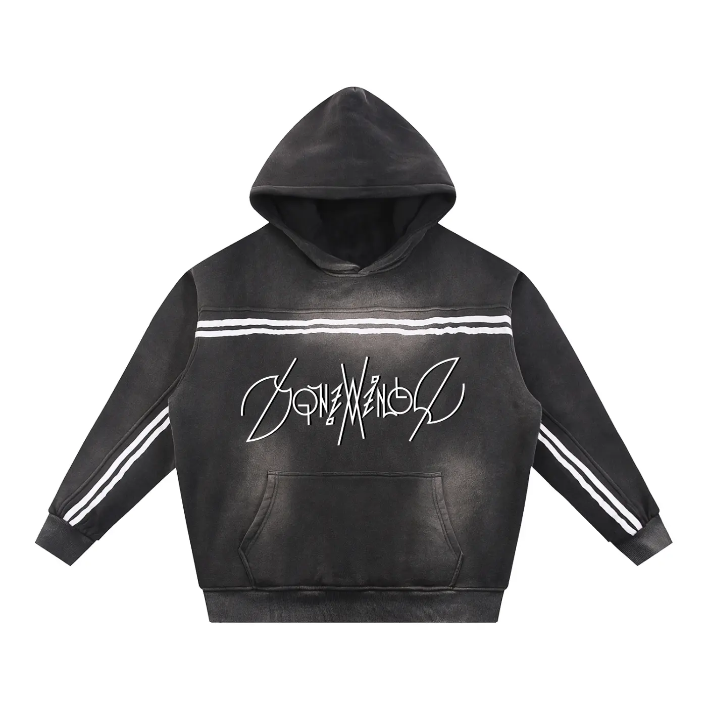 LVL Sun Fade Contrast Tape Fleece Hoodie Cotton Fabric