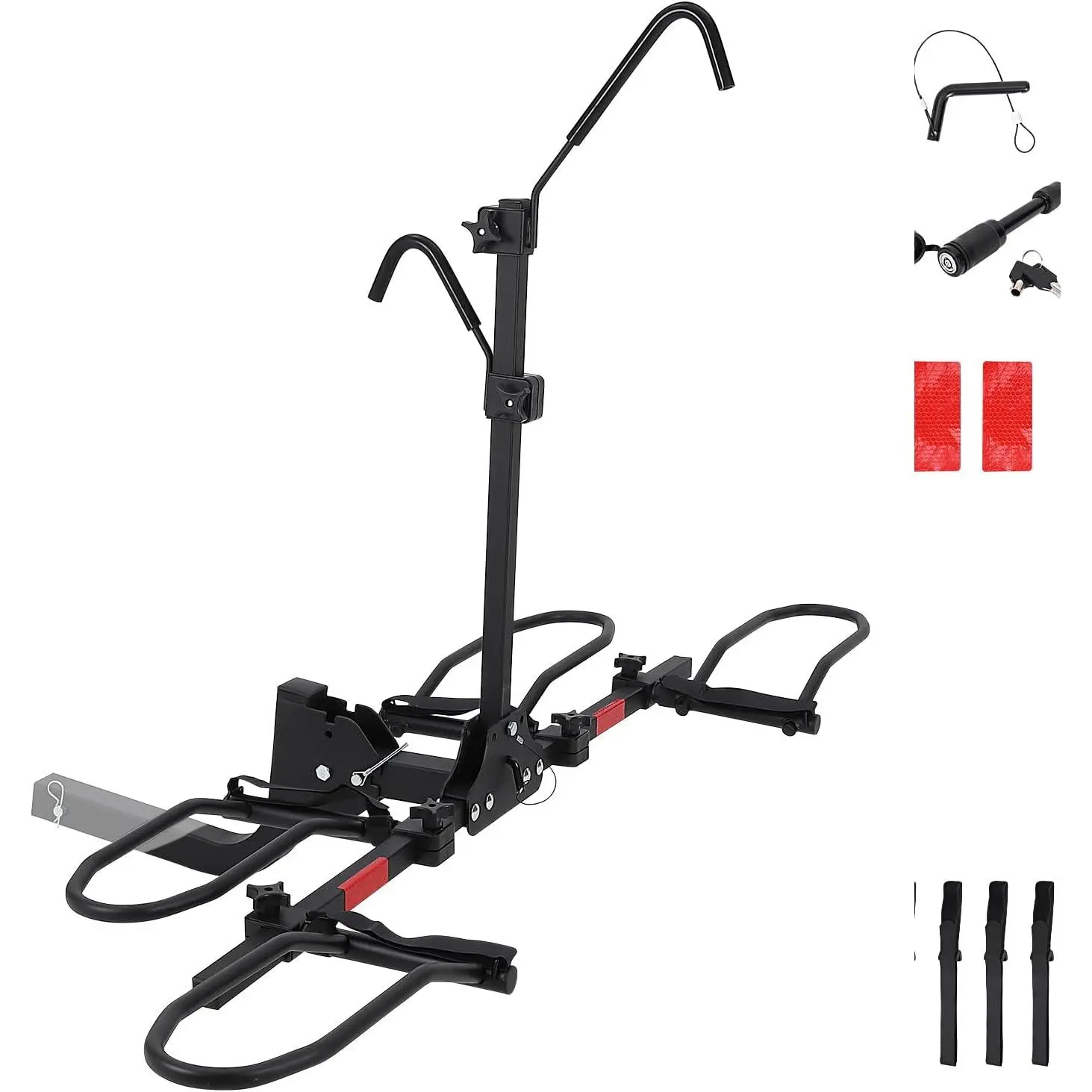 Hitch Mount Bike Rack Platform for 2 Bicycle, Heavy-Duty Foldable Platform Bike Carrier for e-Bikes, Fat Tire & Standard Bicycles, 30° Tilt, 2" Hitch, Trailer Hitch Bicycle Rack for Car SUV Truck RV