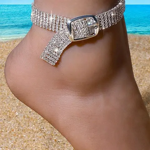 Fashion Rhinestone Multi-Layer Anklet, Elegant Ladies' Party Ankle Chain, Simple Style High Heel Foot Jewelry, Trendy and Chic, Layered Anklet, Trendy Fashionable Accessories, Elegant Accessory