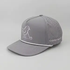 3 Under Par Co "Tap in Bird" Edition Golf Hat Gray with Perforated Design and White Trim for Optimal Comfort