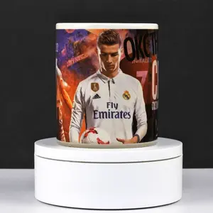 C Luo water cup color-changing mug, double-layer pattern coffee cup color-changing ceramic water cup, football cup, creative souvenirs around fans, gifts