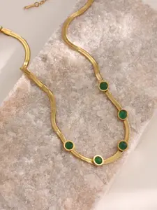 Fashionable Glass Bead Chain Stainless Steel Necklace, Elegant Style for Daily Wear & Parties, All Seasons Jewelry