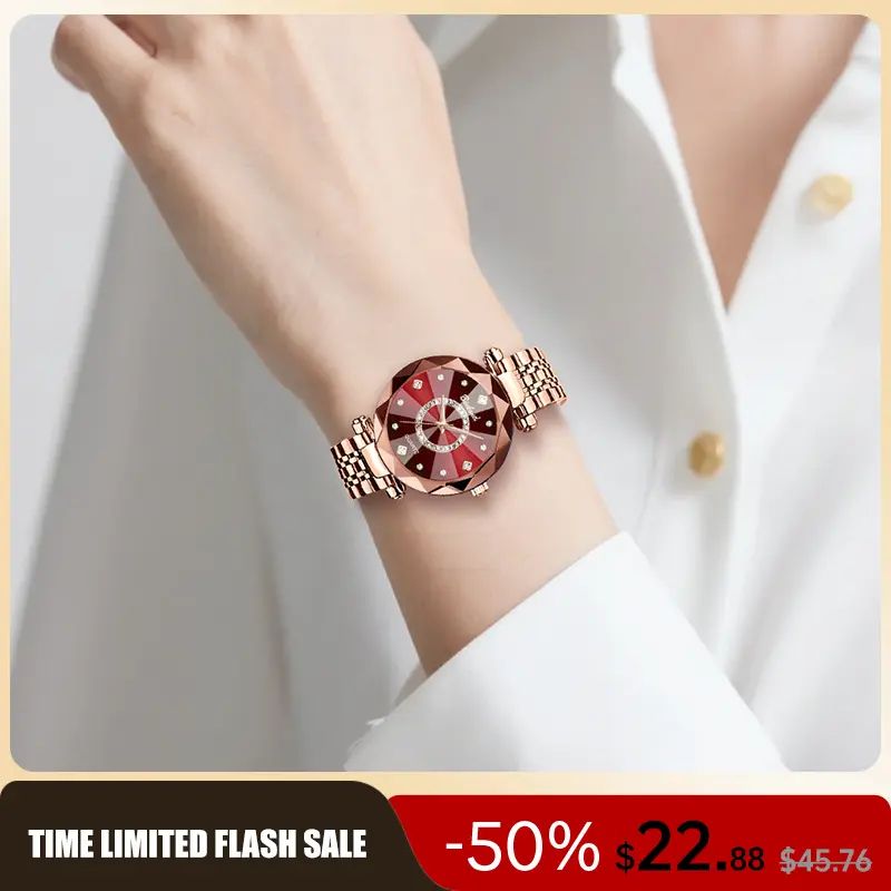 Women's Elegant Round Analog Quartz Watch – Stylish, Versatile, Exquisite Waterproof Watch with Diamond-Cut Glass，This watch blends elegant design with practical functionality, making it a trendy choice for party outfits and daily accessories.