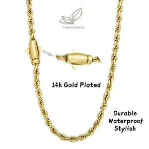 14K Real Gold-Plated Braided Necklace or Bracalet Durable StylisH Waterproof Upgraded Shine Faceted Cut Tarnish-Free Goldstone Necklace or Bracelet Width 6MM For Both men and Women The Perfect Gift
