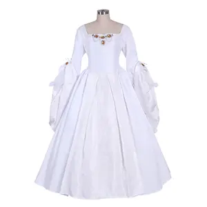 Tudor Queen Elizabeth Versailles Gothic Dancing Dress Anne Boleyn Girl White Wedding Dress Ball Gown Drama